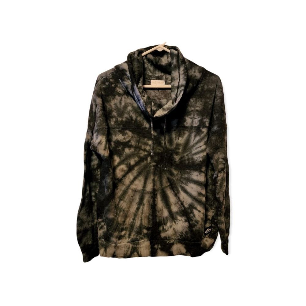 Simply Southern NWT Tie Dye Cowl Neck Gray Black Fleece Lined Sweatshirt Size XL